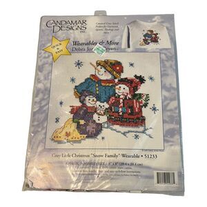 Vintage 1999 Candamar Designs Cross Stitch Kit Snow Family #51233 SEALED